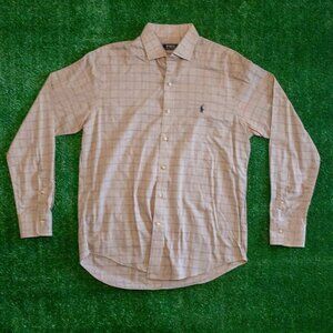 POLO RALPH LAUREN CHECKED TWILL MENS LONG SLEEVE BUTTOON DOWN SHIRT BROWN SIZE M